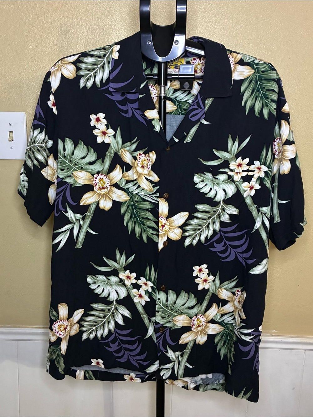 Men's Black Tropical Floral Camp Shirt